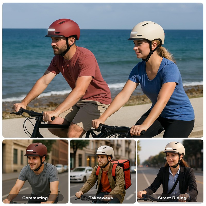 Shinmax Bike Helmet for Adults Men Women with USB Rechargeable