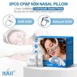 2PCs Replacement CPAP Fabric Nasal Pillow Mask Cushion (M) for Airfit N30I & Airtouch N30I, Improved QuietAir N30i - Effictive Moisture-Wicking & Redness-Reducing, ItAll Supplies Accessories - Warm