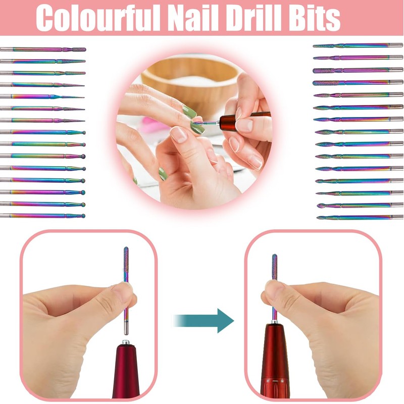 Treki Mini Nail Drill Bit Set, 30 pcs Small Diamond