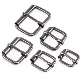 Swpeet 50Pcs 5 Sizes 1/2" 3/4" 1" 5/4" 5/8" Multi-purpose Metal Roller Buckle Ring Assortment Kit for Hardware Belt Bags Ring, Gun-black, 25