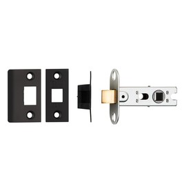 Carlisle Brass BTL25MB/RP 64mm Bolt-Through Tubular Latch with 8mm Follower, Square forends in Matt Black