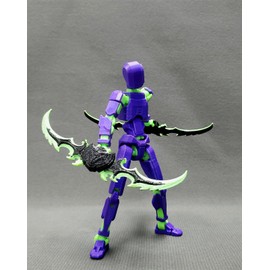 T13 Action Figure Set,Titan 13 Figure with Multiple Accessories,3D Printed Multi-Jointed Movable Figure,Dummy 13 Robot Action Figure,Collectors Desktop Decorations,Assembled Completed(Purple Green)