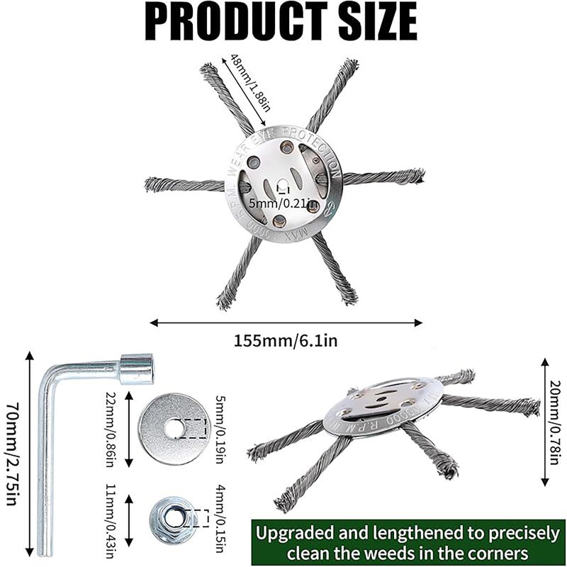 Snaste Universal Steel Wire Grass Trimmer Head, 6Inch Metal Weed