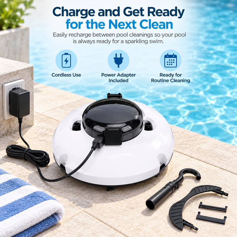 Cordless Robotic Pool Vacuum for Automatic Cleaning – Dual-Motor Smart