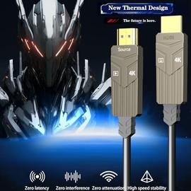 Soonsoonic Cable HDMI de fibra óptica de 30m (100 pies), 18 Gbps 4K a 60 Hz (4:4:4) Cable activo unidireccional 2.0, compatible con HDR10 ARC HDCP 2.2