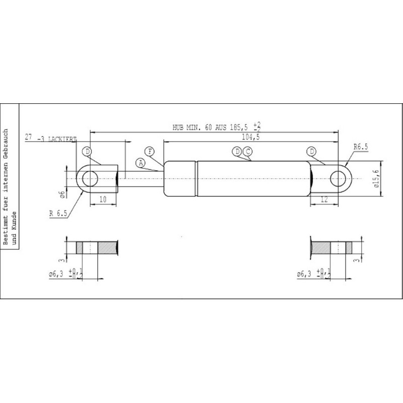 Stabilus - Gas Spring Lift-O-Mat 300 N Push Mechanism, 8602TY