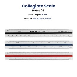 Pacific Arc Metric Collegiate Scale Ruler, Scaled: 1:20,33 1/3, 40, 50, 80, 100 or .05.03.025.02.0125.01, 6 Inch