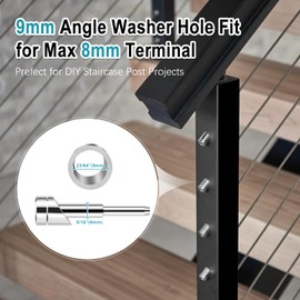 Gyykzz Invisible Cable Railing Kits, T316 Stainless Steel 20Pack Terminal and 20Pack Beveled Angle Washers for Stair Cable Railing, 1/8" Cable Railing Hardware for Level/Stair/Wood Post