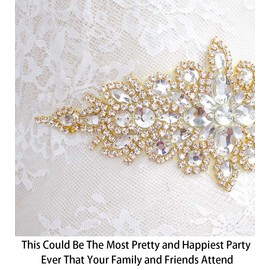 ShinyBeauty Rhinestone Belt Bridal Belt Gold Women Wedding Sash Bridal Belts Rhinestone Applique Belt Crystal Belt Rhinestone Trim Gold