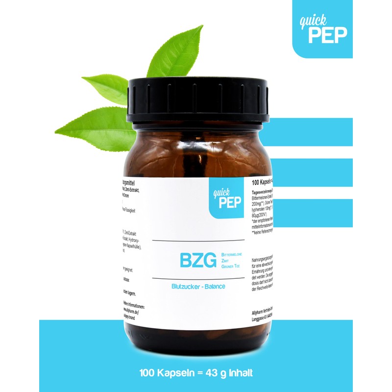 quickPEP BZG Bittermelone Kapseln mit Zimt-Grüner Tee-Extrakt 100 Stk. Vegan