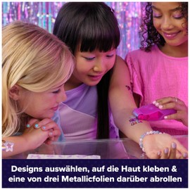 Cool MAKER Shimmer Me Tattoo Studio - Shimmering Tattoos with Metallic Foils, with 135 Tattoo Designs and Gemstones, for Children from 7 Years