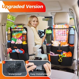 SURDOCA Upgraded Car Organizer with 11-inch Tablet Holder, 8 Pockets, Car Seat Protector for Road Trips - Car Storage and Organizers for Kids