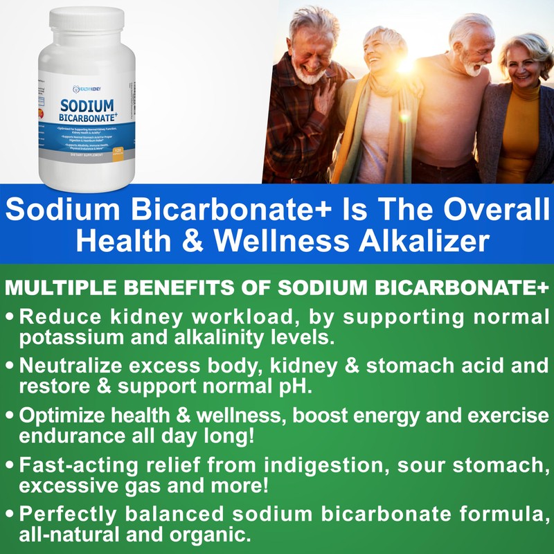 Organic Sodium Bicarbonate Alkaline Capsules - Boosts Kidney Health, Neutralizes