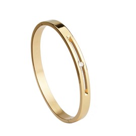 MILAKOO Gold Color Bangle Stainless Steel with Rhinestone Bracelets for Women Bangle 6.7 Inches