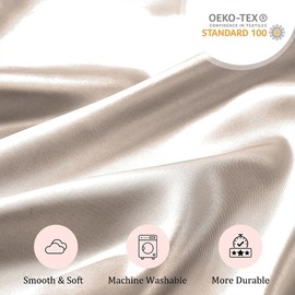 Seiwohl Satin Silk Pillowcases for Hair and Skin Taupe Pillow cases 2 Pack with Hair Silk Scrunchies for women, Cooling Pillow cases with Envelope Closure, Standard Size 50x75 cm