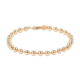 LOYATA Gold Bead Chain Bracelet Tiny Ball Link Chain 14K Gold Plated Dainty Simple Jewelry Gift for Women