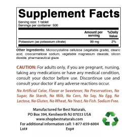 2 Pack Best Naturals Potassium Citrate 99 mg 500 Tablets