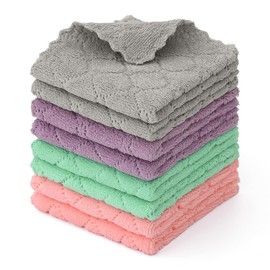 smiry Mricrofiber Cleaning Cloths, 8 Pack Extra Soft and Absorbent Kitchen Towels, 10" x 10" Multiple-use Non-Linting Reusable Cloths for Kitchen, Dish, Household Cleaning, Multi Color