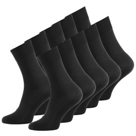 10 Pair Mens BUSINESS Plain Socks, Cotton rich, Original by VCA® plain black