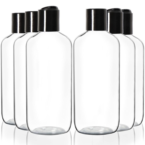 Youngever Set of 10 250 ml Plastic Bottles with Disc Cap, Travel Bottles with Disc Closure, Squeeze Bottles with Disc Cap (Black Cap) Shampoo Bottles
