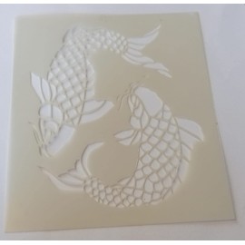 Dazzle Glitter Tattoos koi carp fish wall / card making decor stencil flexible 350 micron Mylar plastic 4" x 4"