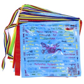 Prayer Flags 10 PCS Tibetan Prayer Flags Outdoor Buddhist Prayer Flag 13.4 X 13.4 inch Large Wind Horse Lungta Prayer Flags