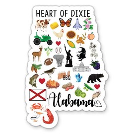 Alabama State Travel Landmarks Vinyl Sticker - for Water Bottle Car Tumbler Laptop - Waterproof - 5"