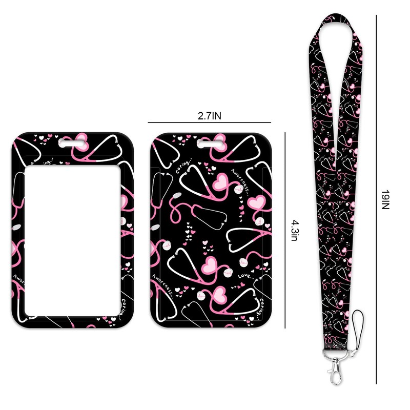 BKBKAAK Nurse Lanyard for Id Badges, Black Plastic Lanyards with