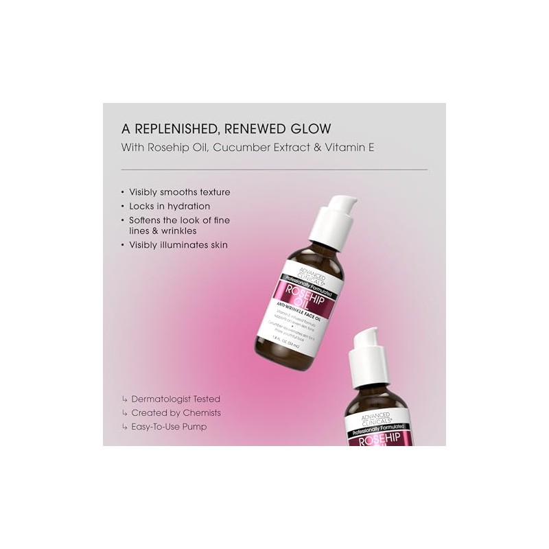 Advanced Clinicals Rosehip Oil Anti-wrinkle Face Oil with Vitamin C