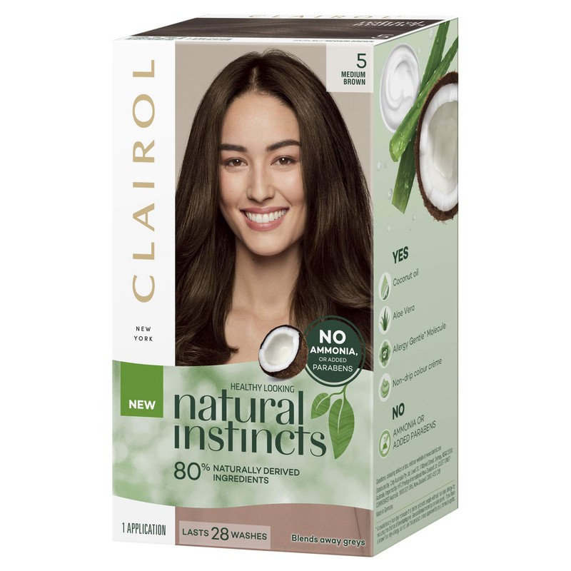 Clairol Natural Instincts Semi-Permanant Hair Colour, 5 Medium Brown, Ammonia