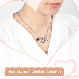 KnSam Stainless Steel Ash Pendant, Drop Heart Necklace with Birthstone Crystal Pendant Angel Wings Urn Pendant Heart Memorial Chain - Silver, Stainless Steel, Cubic Zirconia