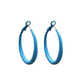 QIAOLEHUI Big 70s 80s Hoop Earrings Neon Color Circle Hoops Earrings for Women (Blue)