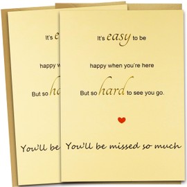 TzenvoGift 2-Pack goodbye card Farewell Card – we will miss you cards – Elegant Design, Blank Inside – Includes 2 Envelopes & Stickers