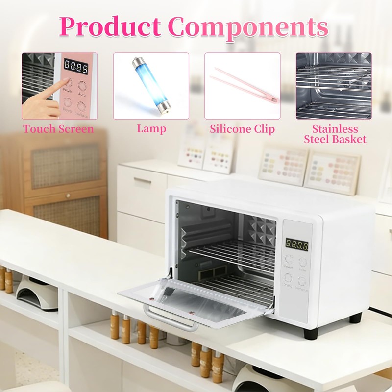 heemeei Nail Tool Cleaning Machine, Double-layer UV Light Cleaning Cabinet