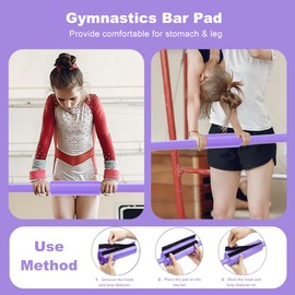 Jivifao Gymnastics Bar for Kids, Adjustable Height Gymnastic Horizontal Bars with Mat, Folding Gymnastic Training Monkey Bars, Junior Expandable Training Kip Bar for Home