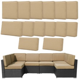 Frxeyaliz 14 Pcs Outdoor Cushion Covers Patio Replacement Washable Slipcovers w/Zipper for 6-Seaters Sofa Cover Only (Coffee)