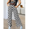 IYOWEL Womens Checkered Pants Y2K Pajama Pants Elastic Waist Wide