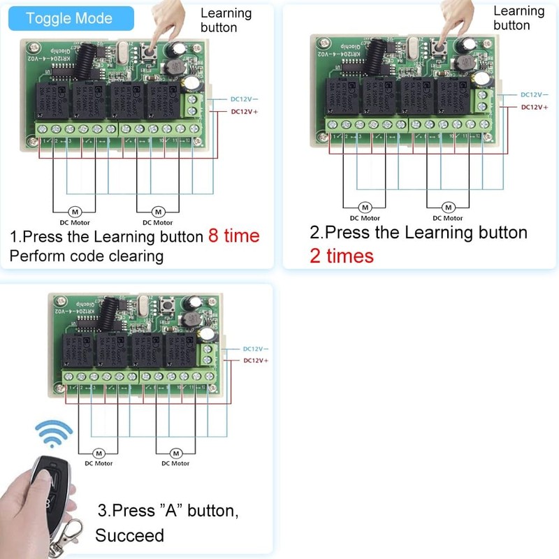 QIACHIP 433Mhz Wireless RF Switch Long Range DC 12V 4CH
