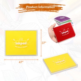 sourcing map 2pcs Finger Ink Pad for Rubber Stamps Craft, 37 x 47" Washable Pigment Ink Pad Stamps for Footprint Handprint Stamping Paper Wood Fabric Scrapbooking, Yellow