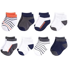 Yoga Sprout Unisex Baby No Show Socks, Orange And Charcoal 8Pk, 6-12 Months