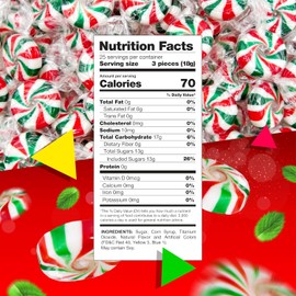 Peppermint Starlight Mints |1 Pound Bag - Approx. 75 Count | Red and Green Pinwheel Hard Candy