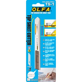 OLFA Top Sheet Cutter (TS-1) - Retractable Utility Precision Knife w/ 2 Extra Blades Cuts Top Layer Only for Liner, Vinyl, Paper, Adhesives, Replacement Blades: OLFA TSB-1 Top Sheet Cutter Blades