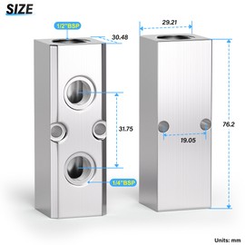 TAILONZ PNEUMATIC Silver 2 Way Pneumatic Shunt Aluminum Block Pneumatic Manifold Air Distribution Block Air Path Exhaust air Source Distributor,Compressed Air Manifold Pneumatic