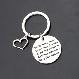 CENWA One Tree Hill Inspired Gifts Write Like Lucas Dress Like Brooke Keychain Gift for Brook Fans, 3.0, Metal, stainless-steel,