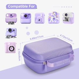 Hikkon Kids Camera Case Compatible for Hangrui/Dylanto/GREENKINDER/GKTZ/Gofunly/HiMont Digital Camera Toy,Portable Instant Camera Storage Holder Organizer Bag (Case Only) - Purple