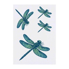 4 x 'Dragonfly Resting' Temporary Tattoos - Water Resistant, Skin-Safe, Non-Toxic Transfers, Mixed Sizes (TO00085212)