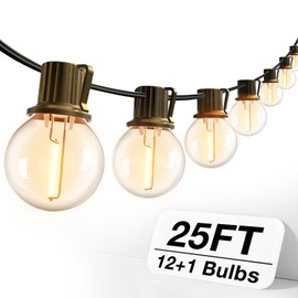 addlon 25FT Outdoor String Lights, G40 Globe LED Patio Lights Waterproof with 13 Plastic Bulbs(1 Spare), ETL Listed Dimmable Outside Hanging Lights Connectable for Backyard Porch Deck