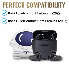 SKPY Compatible with Bose QuietComfort Earbuds II (2022) / Ultra Earbuds (2023) 3D Astronaut Anti-Fall Ahockproof Case with Carabiner Protective Cover