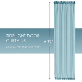 Melodieux Blue Semi Sheer French Door Sidelight Curtains 72 Inches Long, Linen Look Front Door Voile Drapes Patio Sliding Glass Door, 25 by 72 Inch, 2 Panels