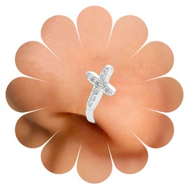 Inilbran Punk Crystal Cross Nose Ring Silver Cross Nose Cuff Hoop Ring Vintage Cross Fake Nose Ring Non Pierced Nose Ring Gothic Clip On Nose Ring Jewelry for Women and Girls